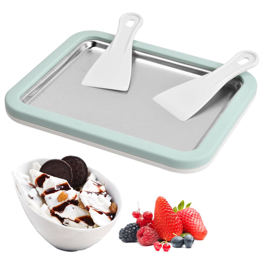 Cozlly ice plate for making ice, Rolled Ice Cream Maker, Ice Plate for Ice Rolls, Ice Cream Machine, Ice Cream Rolls plate with 2 spatulas for kids, home, family, gelato, sorbet, frozen yogurt.