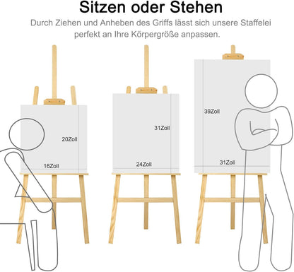 MorNon 2pcs Wood Easel Large Studio Easel Adjustable Tripod Easel Field Easel Wooden Easel Canvas Stand for Kids and Adults