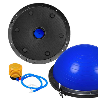 OcioDual Balance Ball, Balance Trainer, Half Fitness Ball for balance, Proprioceptive platform, Non-slip ball with inflator and resistance bands, Half Gymnastic Ball, Blue