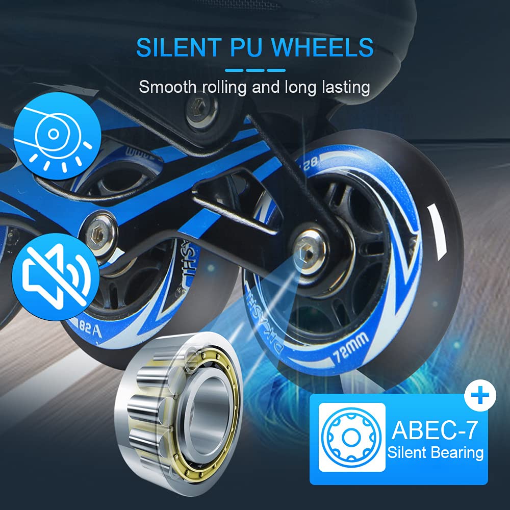 Lixada Inline Skates Kids Adjustable Inline Skates with LED PU Wheels Roller Skates Gift for Kids Teens, Boys Girls Beginners Men Women, Size 28-33/34-37/38-41