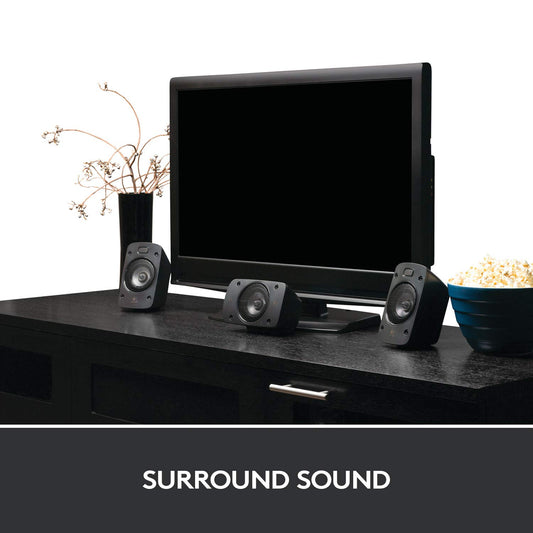 Logitech Z906 5.1 Sound System, speakers with 1000 watts surround sound, THX, multiple audio inputs, remote control, EU plug, compatible with PC/PS4/Xbox/stereo system/TV/smartphone/tablet - Black