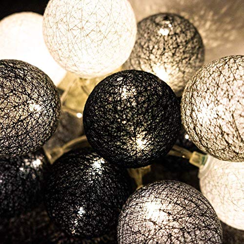 GuirLED - LED cotton ball string lights USB - Wireless remote control - Baby night light 2h - Dual USB 2A power adapter included - 4 intensities - 16 balls 1.6m - Midnight