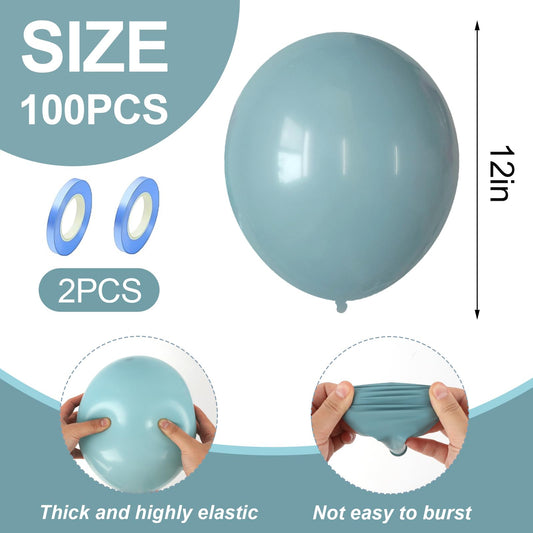 100 Blue Balloons, Macaron Blue Balloons, Baby Party Decorations for Boy, Engagement, Birthday, Wedding, Christening Party