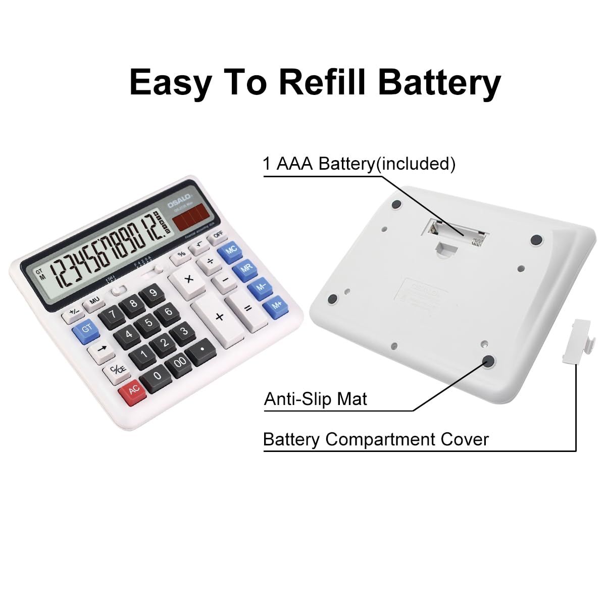 Desktop calculator accounting Extra large LCD display Big button pocket calculator 12-digit electronic solar desktop calculator (OS-2135)