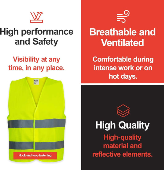 PROOF COMFORT & SAFETY Reflective Vest for Car Bike Reflective Safety Vest Reflective Jacket Emergency Vest 5 Pack Bright Orange S