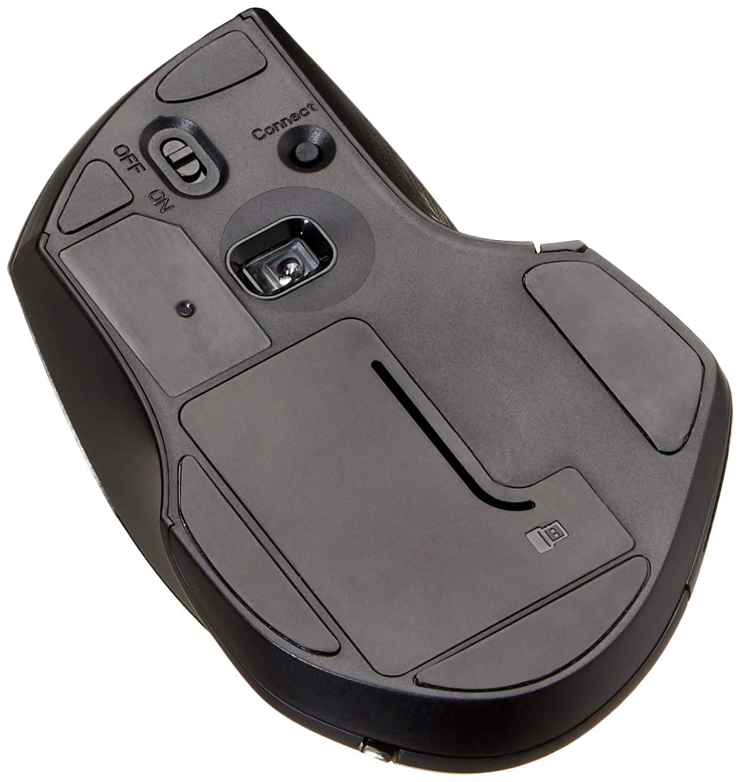 Amazon Basics Ergonomic Wireless Mouse with Fast-Scrolling, Standard Size, Black.