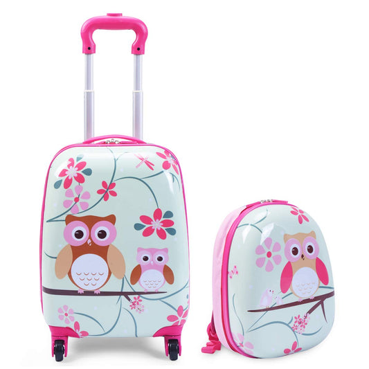 RELAX4LIFE Kids Suitcase with Wheels, 2 Piece Kids Luggage Set, Suitcase (16 inch) + Backpack (12 inch), Travel Suitcase for Kids, Kids Luggage, Travel Luggage, Kids Trolley, ABS Hard Shell Suitcase (Model 3)