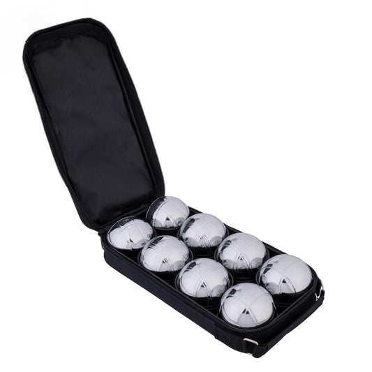 Engelhart - 010203 - Carrying bag with 8 Petanque Boules - Including distance measurer - Practical bag - Outdoor game - Metal boules and wooden cochonnet - Ages 6+