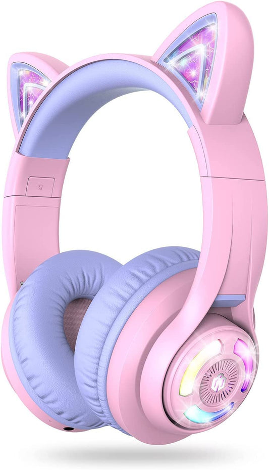iClever Bluetooth headphones for kids over ear, adjustable 74/85dBA volume control, 50 hours of playtime, Bluetooth 5.2, kids headphones with microphone for school/tablet/phone/PC