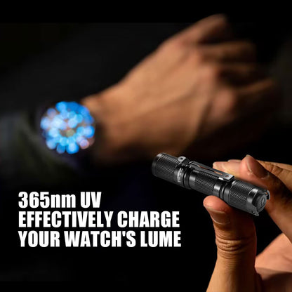LUMINTOP Tool AA UV flashlight, black light, 365 nm, UV blacklight, IP68, waterproof, 2 modes for pet stains, hunting scorpions, resin curing, leak detection