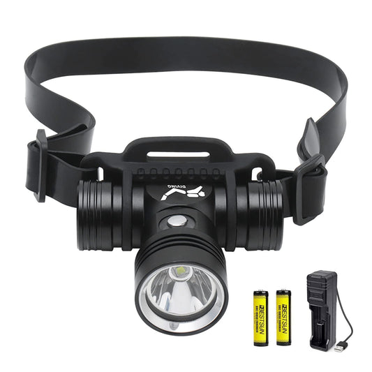 LUXJUMPER diving headlamp USB rechargeable super bright 5000 lumens 3 modes headlight underwater 60M IPX8 waterproof dive lights swim spotlight with 2 * 18650 batteries & charger