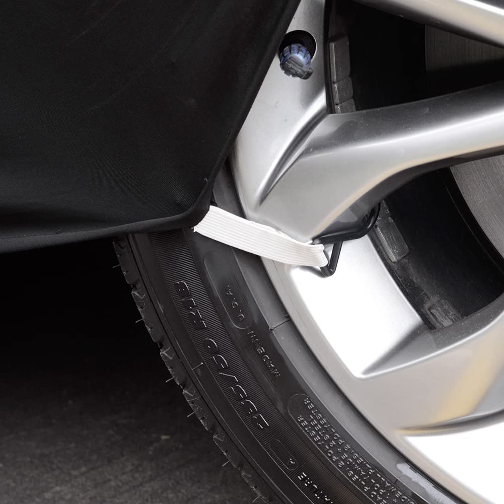 Asasytal indoor car cover, full protection for sports cars, elastic fabric, dustproof and breathable for underground garage, car exhibition/show, 4.5~4.85 meters, black with pattern.