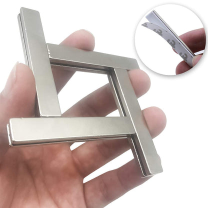 FINDMAG Strong Magnets, 12 pieces 60 x 10 x 3 mm Neodymium Magnets, Extra Strong Refrigerator Magnets with Double-Sided Adhesive Tape, Whiteboard Magnets for Magnetic Board, Iron Tools, Wood, Glass, Cloth, Plastic.