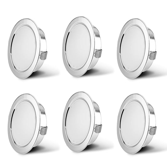 KYOTECH 6-Pack LED Furniture Light 230V, 3.5W LED IP44 G4 15mm Flat Furniture Recessed Light, 3000K Warm White, Kitchen Hood Light, Bathroom Recessed Spotlight, Kitchen Hood Lights (Chrome)