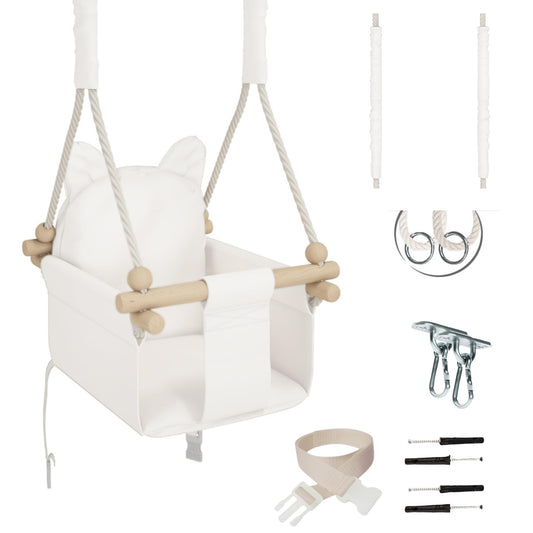 MAMOI® Baby swing, indoor baby swing, wooden children's swing, wooden swing for kids, door frame swings, swing, toddler swing for children's room from 1 year old.