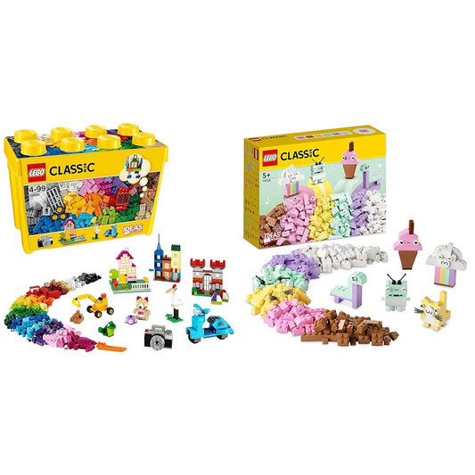 LEGO Classic Large Brick Box, Construction Toy & Classic Pastel Creative Building Set Brick Box, Construction Toy
