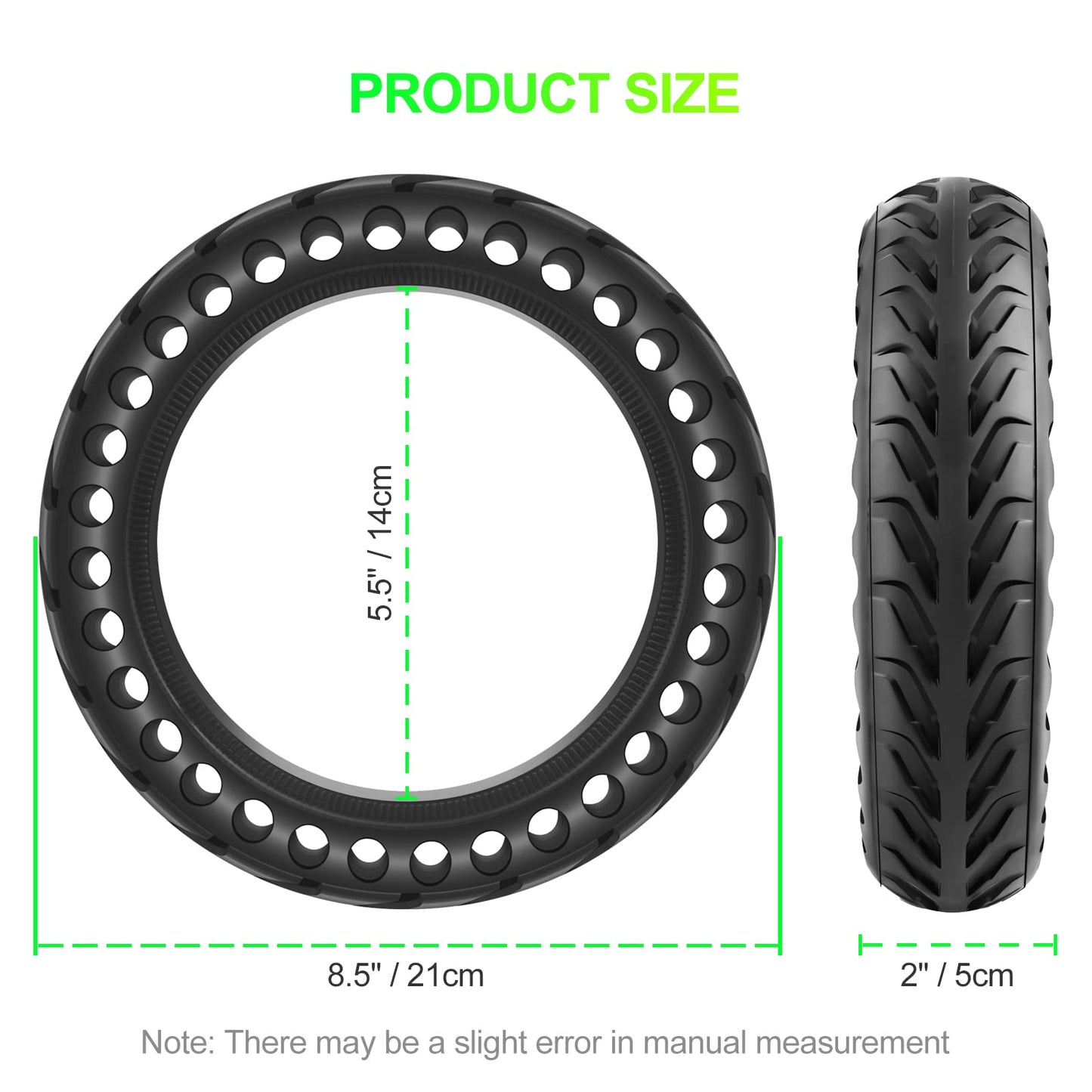 BANGTING 8.5 Inch E Scooter Solid Tire, 8 1/2 x2 Solid Rubber Tire, 50/75-6.1 Replacement Tire for Xiaomi Pro 2 / M365 / M365 Pro / 1S / 3/3 Lite / Essential and all models, (2 PCS)