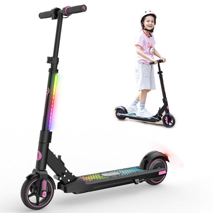 EVERCROSS EV06C electric scooter, 6.5'' Foldable E Scooter for kids aged 6-12, up to 15 km/h & 8 km range, LED display, colorful lights, lightweight electric scooter for children