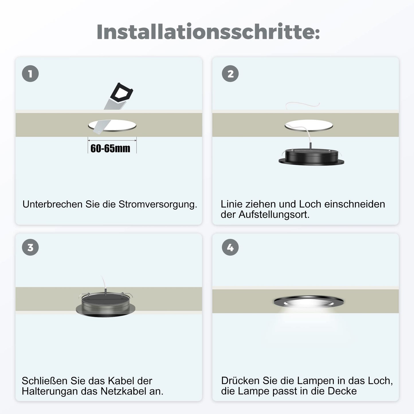 Jeloyutek 6 Pack LED Recessed Light 12V 3W 4000K Dimmable Ceiling Light Hole 60-65mm for RV Boat Caravan, for Display Cases, Shelves, Kitchens, Bathrooms, and Wall Cabinets. Full Aluminum Warm White, Black.
