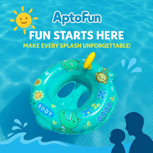 Inflatable dinosaur swim ring for kids with built-in water gun, extra thick PVC (0.25mm), for fun in the pool and at the beach.