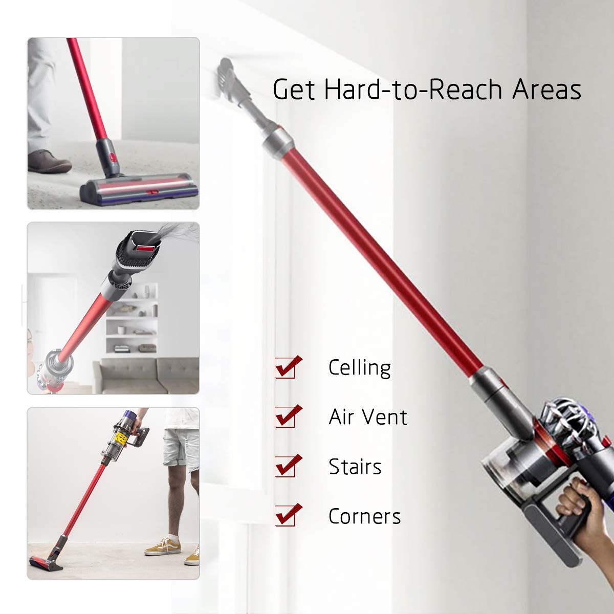 MOPEI Extension Tube for Dyson V7 V8 V10 V11 V15 Stick Vacuum, 73 cm (Silver)