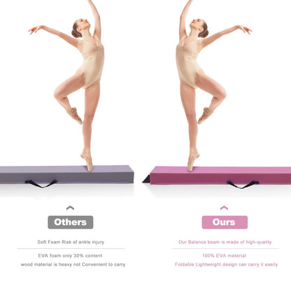 SportBob Balance Beam for Kids, foldable gymnastics beam 300cm PU leather balance beam for home training. Suitable for children's fitness and gymnastics.