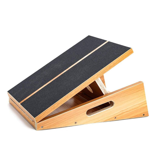 Professional wooden slant board, adjustable incline board and calf stretcher, stretch board - extra side handle design for portability - 40.6 x 31.8 cm, 5 positions (350 lb capacity)