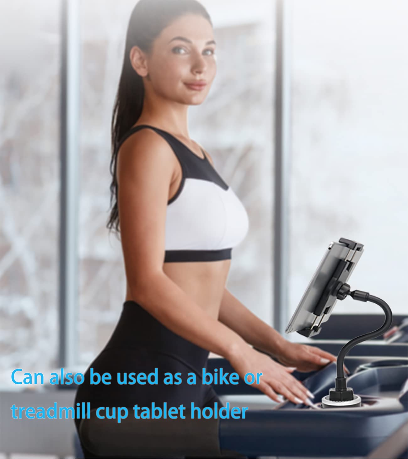 Swan Neck Car Tablet Drink Holder, woleyi Universal Tablet Drink Holder for Car, Truck, Treadmill, Spinning Bike, for iPad Pro 12.9 Air Mini, Galaxy Tabs, iPhone More 4-13" Phone and Tablets