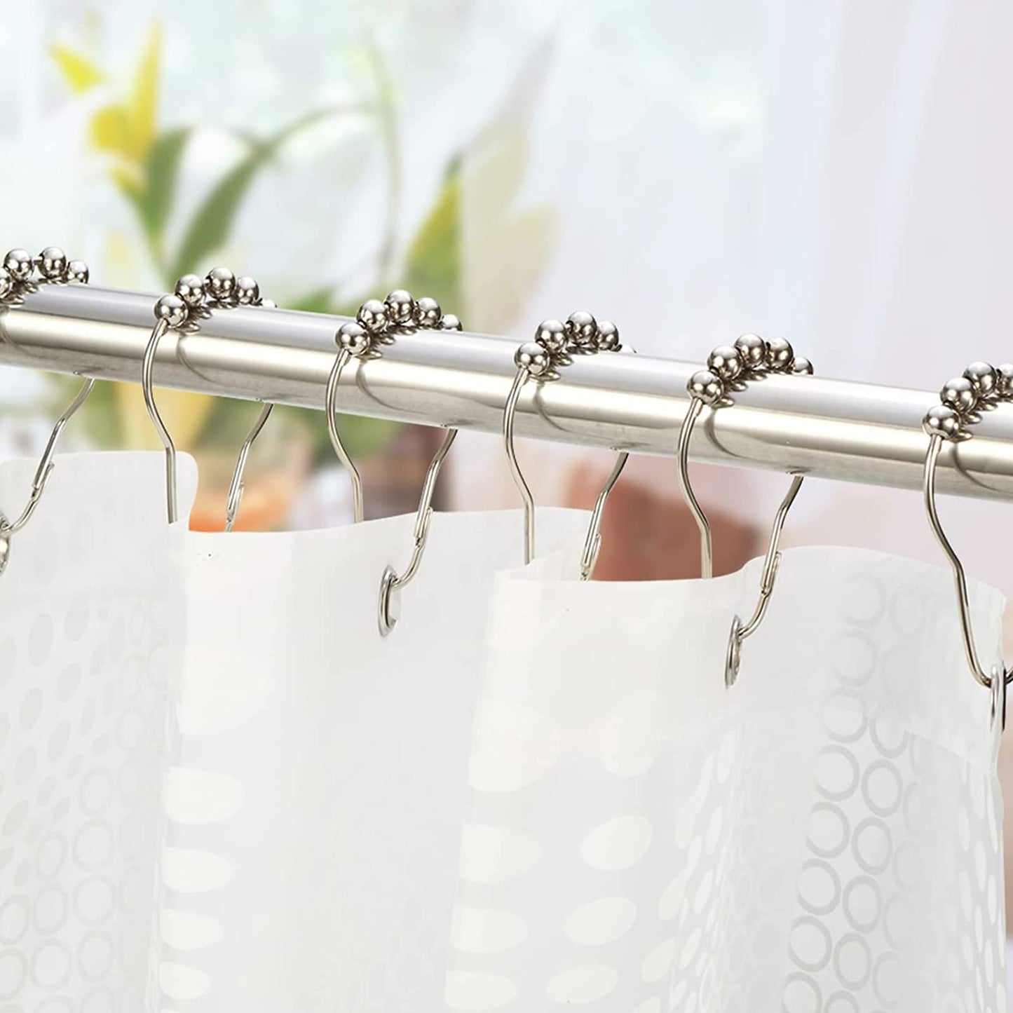 Telescopic rod - Extendable 155 to 260cm shower curtain rod without drilling adjustable clothes rod by twisting Adjustable, including 12 shower rings - Secure grip - Stainless steel shower rod