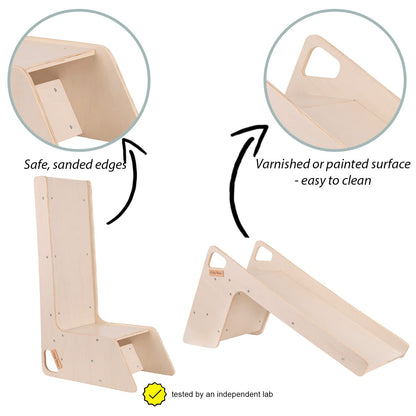 KiddyMoon Kids Wooden Slide, Stable Toddler Slide 2-in-1 Multifunction Montessori, Large, White