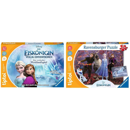 Ravensburger tiptoi Game 00116 - Disney Frozen - For ages 4 & tiptoi Game 00134 - Puzzle for little explorers: Disney Frozen - 2x24 pieces kids puzzle for ages 4.