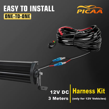 PICAA Curved 32 Inch 180W LED Work Light Bar With Wiring Harness Kit, 12V 24V Led Lightbar Auxiliary Spotlight Headlight for Car Off-Road Truck 4x4 SUV ATV Vehicle Tractor