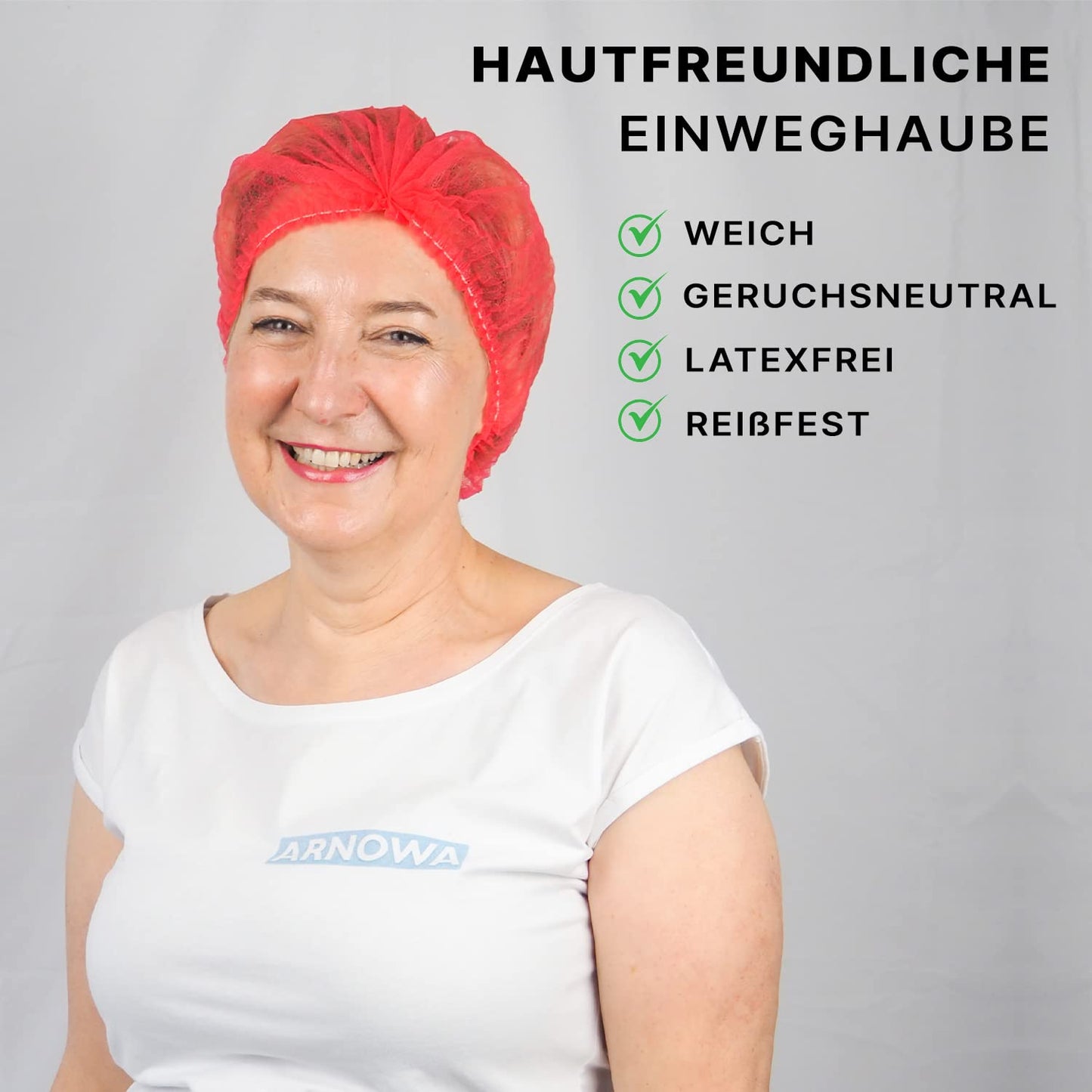 ARNOMED 1000x Disposable Hair Net 52 CM Red, Disposable Head Cover, Cap for Surgery, Gastronomy & Hygiene, Disposable Hair Cap, Disposable Head Cap, Hair Net, Clip Caps, Fabric Hair Protection Cap.