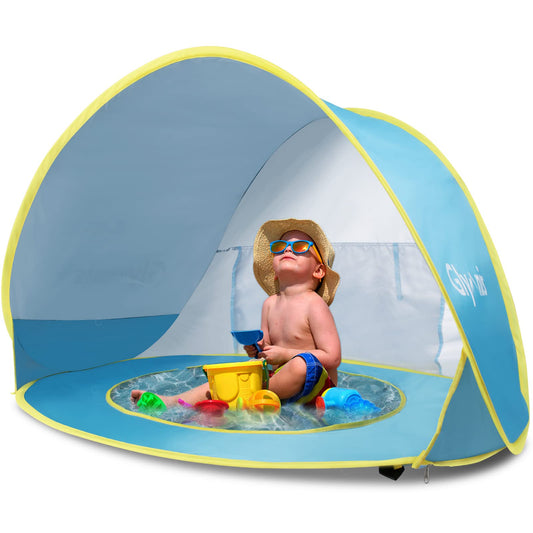 Glymnis baby beach tent pop-up beach tent with detachable pool UV protection UPF 50+ sun shade shelter for toddlers 0-3 years