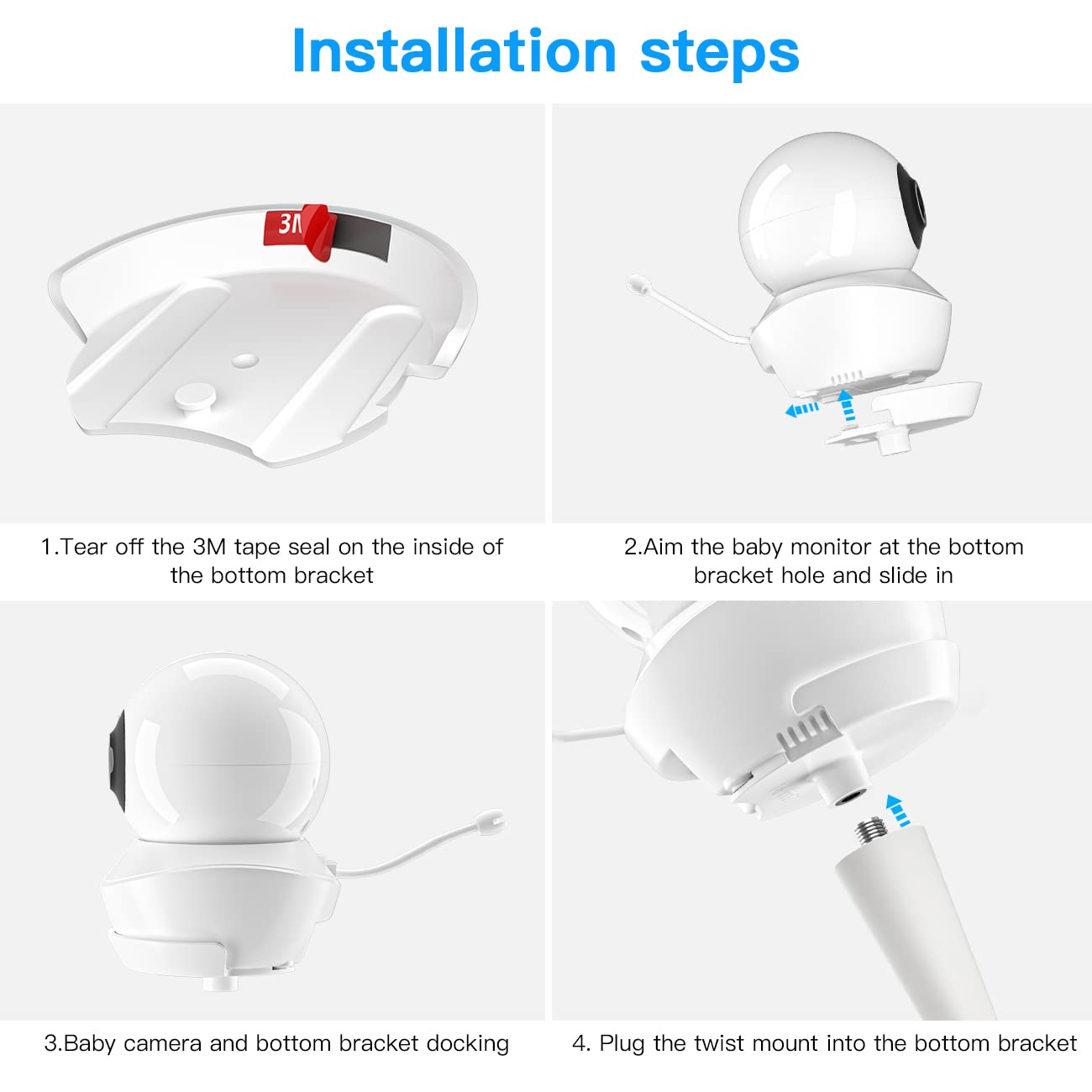 Holder for Babysense S2/V43 Split-Screen Baby Monitor - Flexible Baby Monitor Stand, Baby Camera Monitor Holder for nursery crib edges Baby monitor