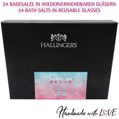 Hallinger's Time to Relax - set of 24 bath salts for relaxation with Dead Sea salts (set) - Christmas gift ideas & gifts for advent calendar | Congratulations New Home