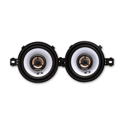 Alpine SXE-0825S 9 cm (3.5 inch) 2-way coaxial speakers & JVC CS-J420X 10 cm 2-way coaxial speakers, 2 pieces.