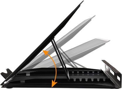 Amazon Basics Ventilated, Adjustable, Ergonomic Laptop Stand, compatible with laptops up to 17.3 inches, 13 x 11.3 x 7.3 inches, Black.