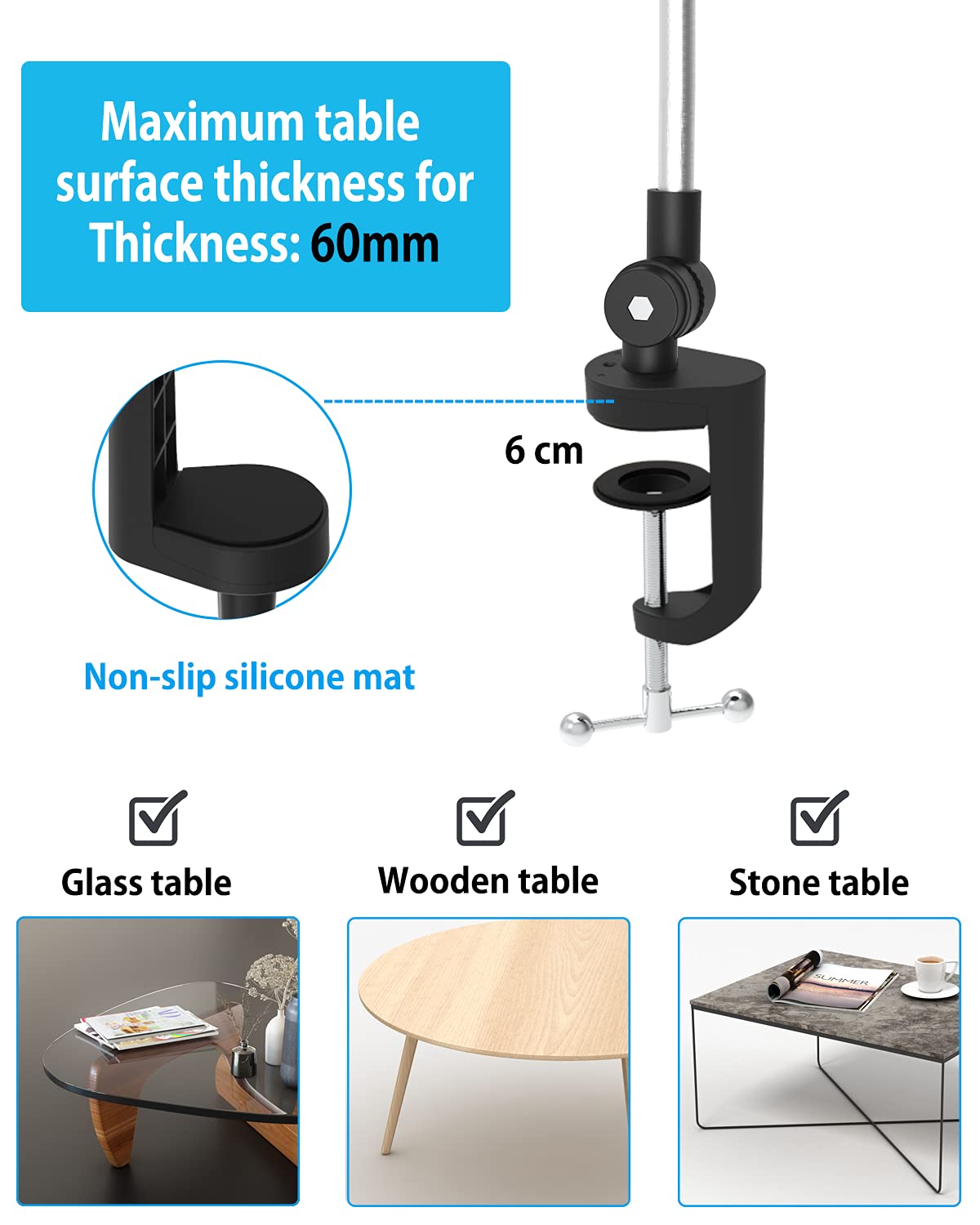 Metal Long Arm Tablet Holder, woleyi Adjustable Tablet Stand for Bed Desk Kitchen, Flexible Foldable Aluminum Tablet Clamp for iPad Pro 12.9 Air Mini, Galaxy, Switch, iPhone 4-13"