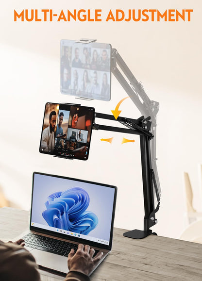 PEYOU Tablet Holder Bed Stand, 360 Degree Rotatable iPad Holder with Stable Carbon Steel, Kindle Holder Bed for Phone/M-Switch, or Other 4.6"-12.9" Devices.