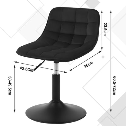 WOLTU vanity chair stool for vanity, bedroom & dining room - height adjustable, 360° swivel with backrest, made of comfortable velvet, black, BH300sz-1