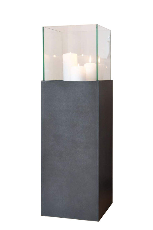 VIVANNO windlight column candle holder decorative lantern Candela concrete look anthracite 80 cm high