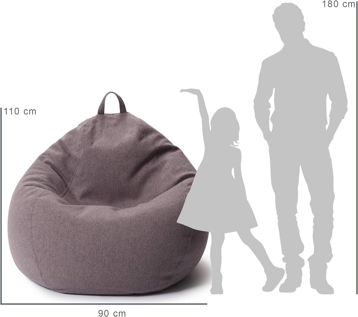 Lumaland Comfort Line Beanbag | Indoor bean bag 90x110x50cm with over 1.9 million customizable EPS beads | Soft & comfortable floor cushion | Chair for kids & adults | 250L [Dark Gray]