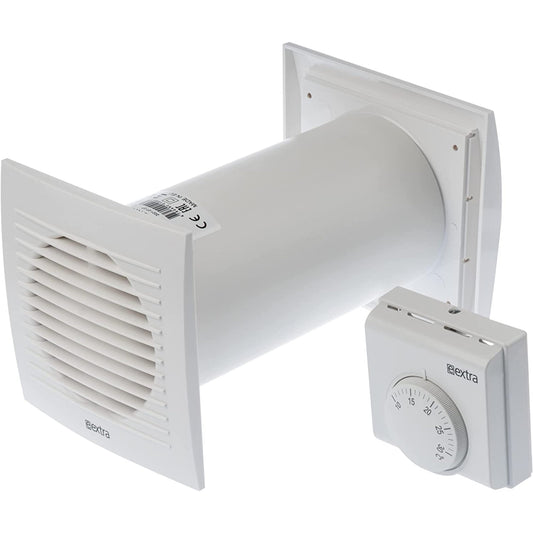 LIRAST Ø 100mm Heat Distributor with Thermostat - White Fan - Ventilator Heat Exchanger