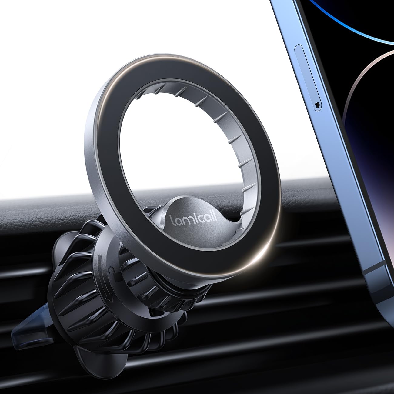 Lamicall car phone mount for MagSafe car mount - [20x N52 magnet] Universal magnetic phone holder for car, vent mount for iPhone 16 15 14 13 12 Pro Max Magsafe case smartphone