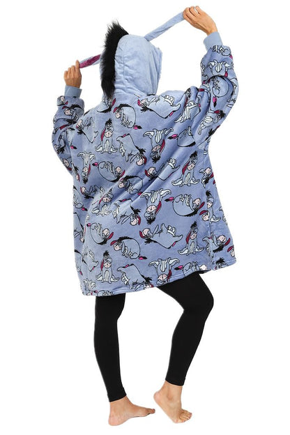 Disney Eeyore Women's Hoodie, Oversized Fleece Blanket, Blue, One Size