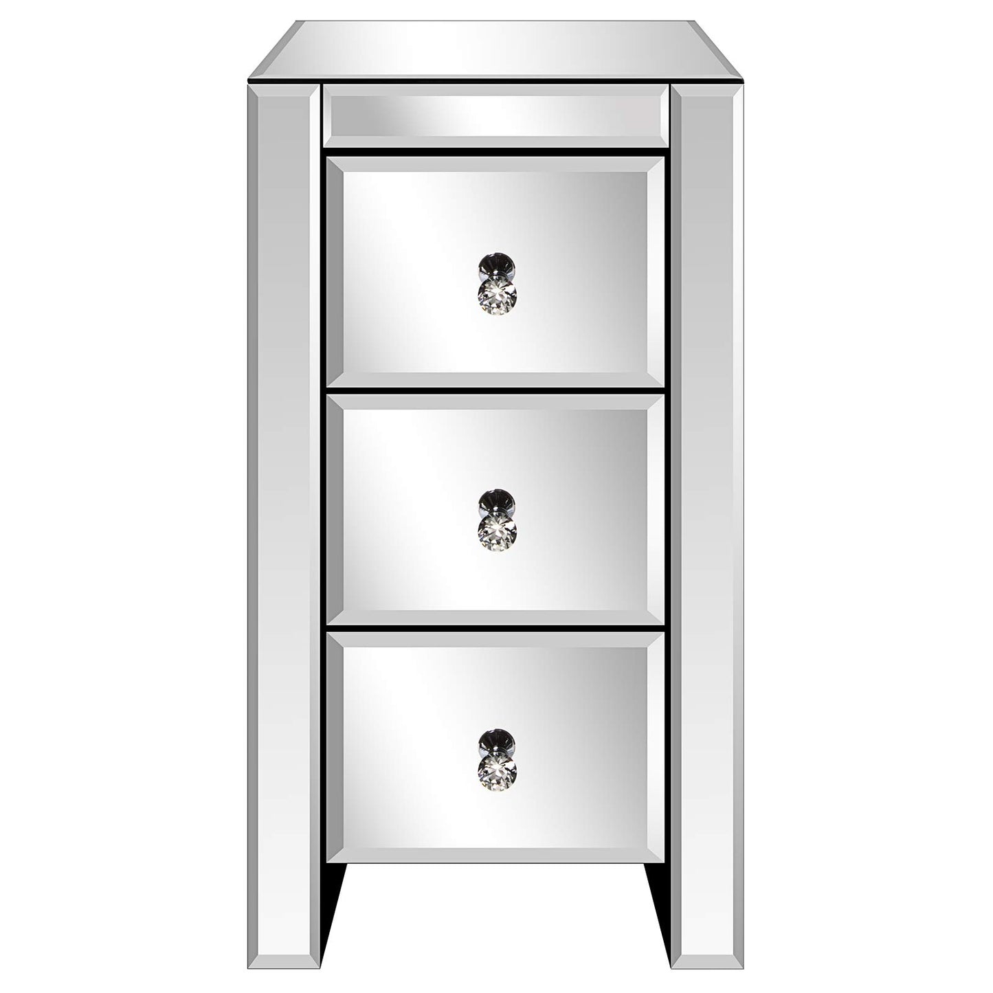 LEADZM nightstand with 3 drawers, 1 piece, side table bedside cabinet, glass storage cabinet for living room, bedroom, office, bathroom, etc, 30 x 30 x 60 cm