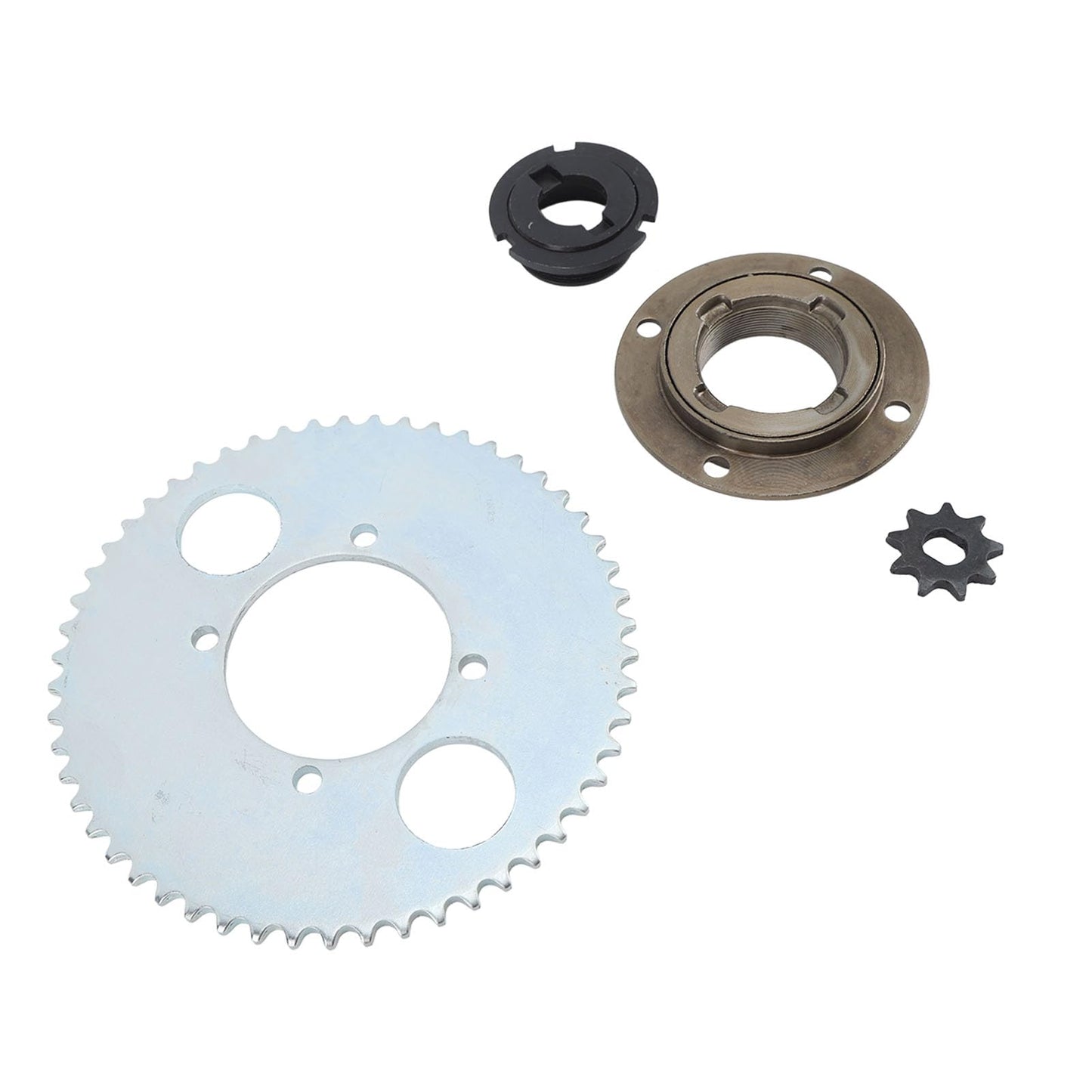 Possibly steel sprocket set with toothless freewheel, 54 teeth, universal chainring for DIY bike, scooter, motorbike.