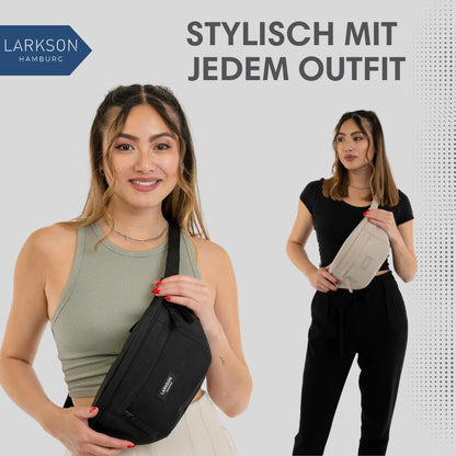 LARKSON Bum Bag Women & Men Blue - Ole - Hip Bag for Sports Outdoor City - Stylish Fanny Pack for Festival - Crossbody Bag with Strap - Water Resistant