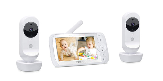 Motorola Nursery VM35-2 / Ease 35-2 baby monitor with 2 cameras 5.0 inch video baby monitor display - night vision, two-way communication, lullabies, zoom, room temperature, 1080p - white